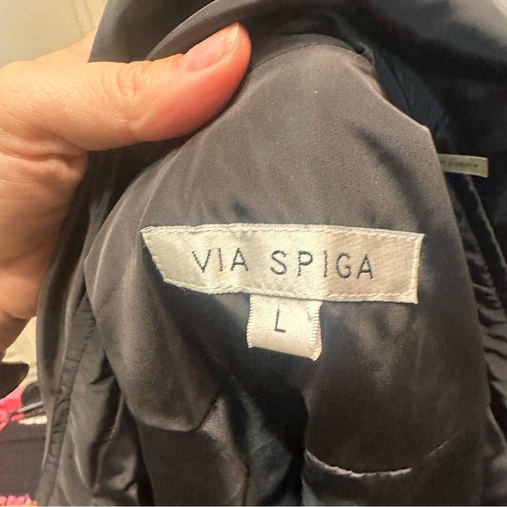 Via Spiga Women's Black Trench Coat Water Resistant raincoat Large - Picture 2 of 15